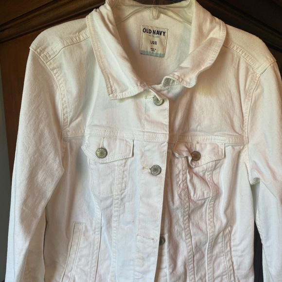 Old Navy White Denim Jacket, sz large - Picture 1 of 6